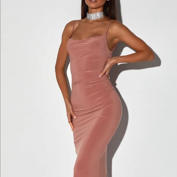 Lulus Dresses & Skirts - At a Glance Dark Rose Cowl Neck Mermaid Maxi Dress